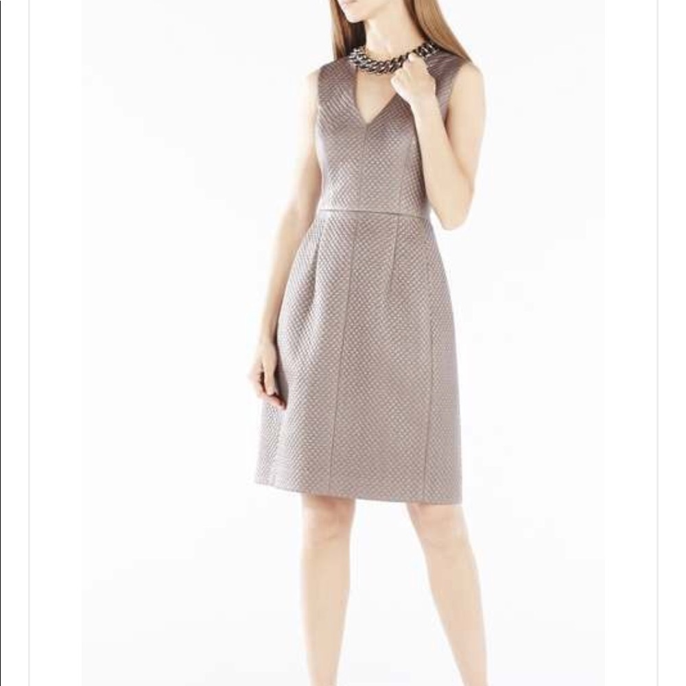 BCBGMaxAzria LIVIE QUILTED FAUX-LEATHER DRESS